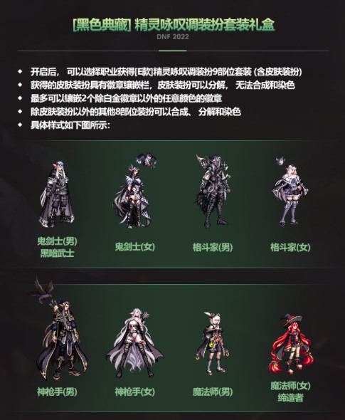 DNF黑色经典精灵咏叹调装扮曝光，世界树果实兑换内容