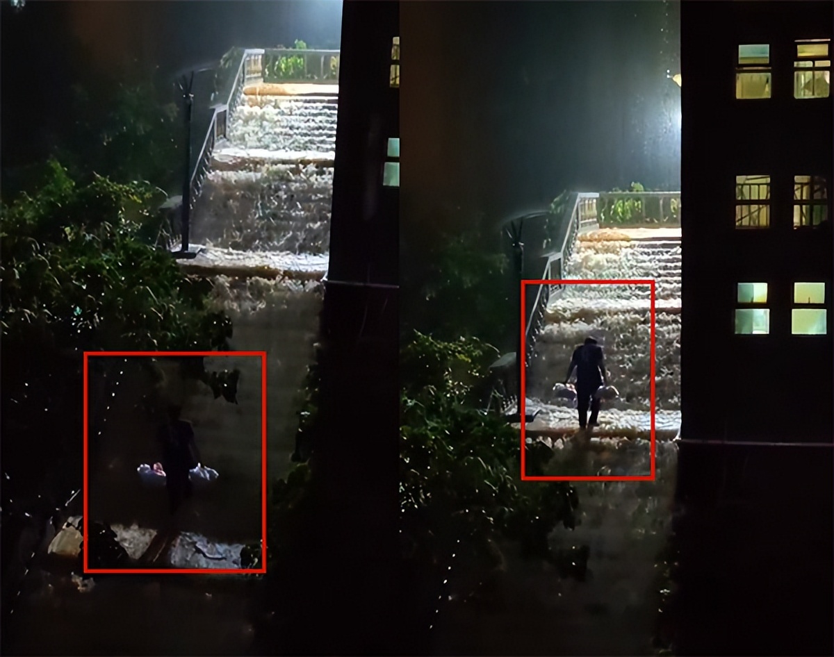 高校版孤勇者：男生暴雨中走“瀑布楼梯”为室友带饭，这交情不浅