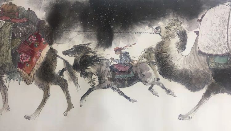 《天山牧歌》25米长卷国画作品作者/铁十二师 刘进杰 美篇：卢桢