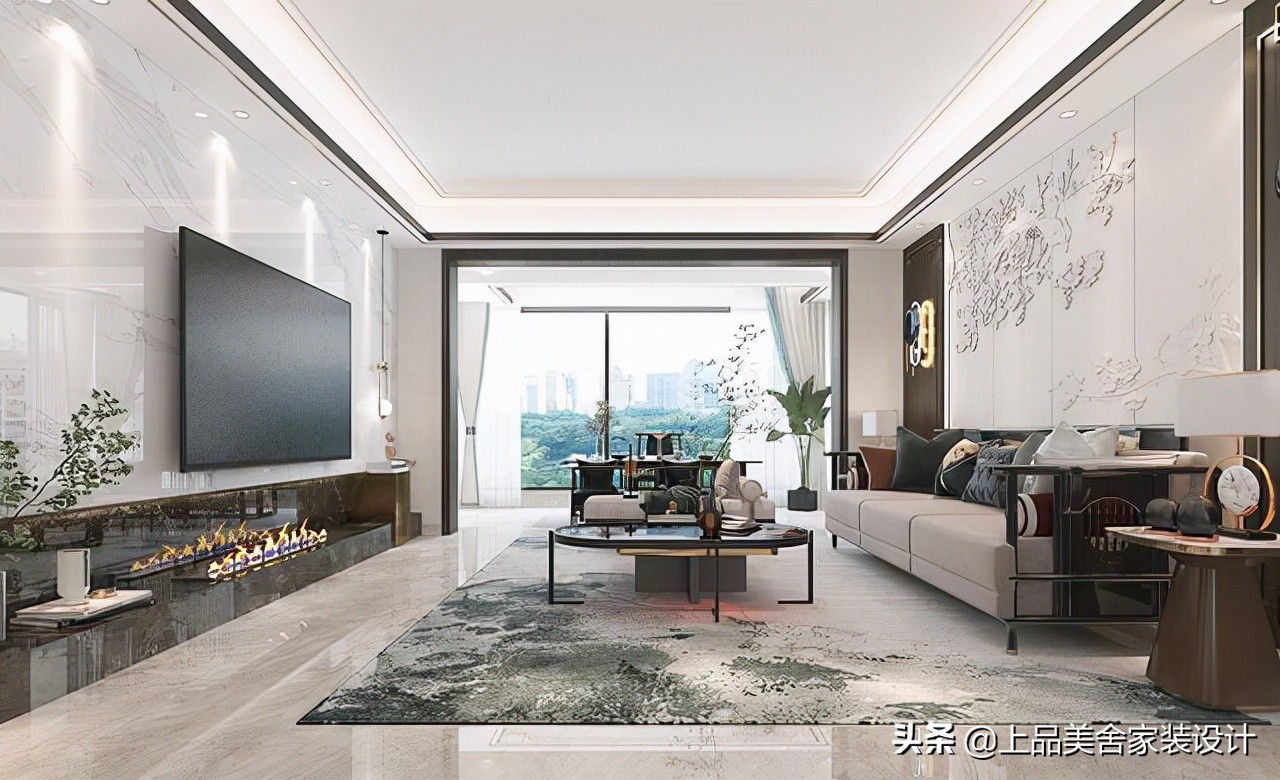 新中式装修效果图大全220㎡实景展示，优雅与禅意完美融合
