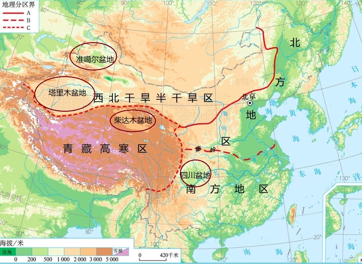 面积最大的盆地（刚果盆地和西西伯利亚盆地的面积）