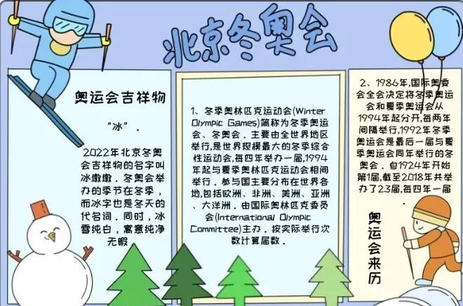 美国奥运会小报有哪些(简单漂亮的2022北京冬奥会手抄报模板，含文字内容，可收藏备用)