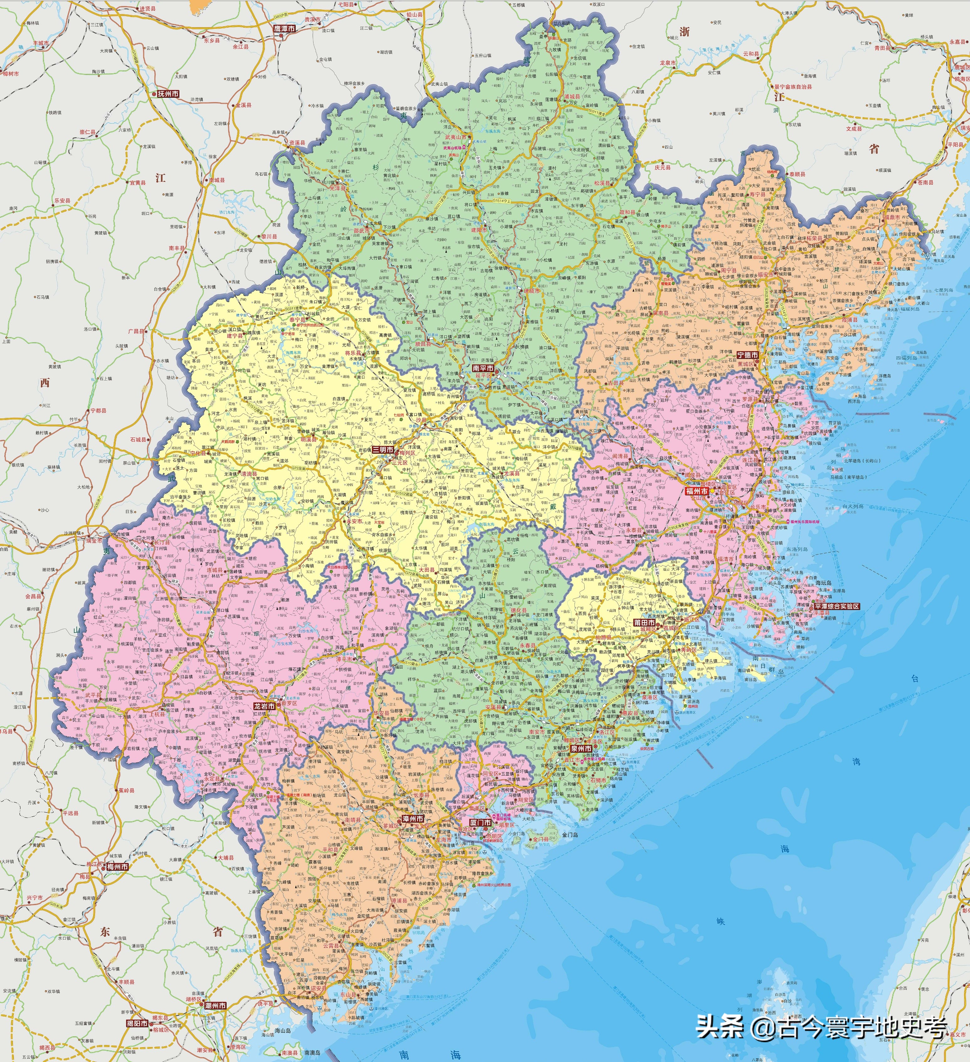 福建省各市,县地图