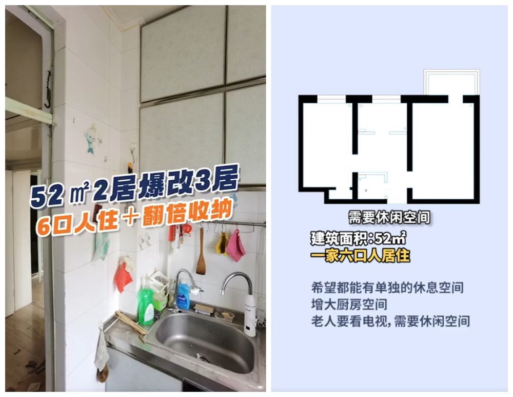 北京六口之家老旧房改造装修设计方案