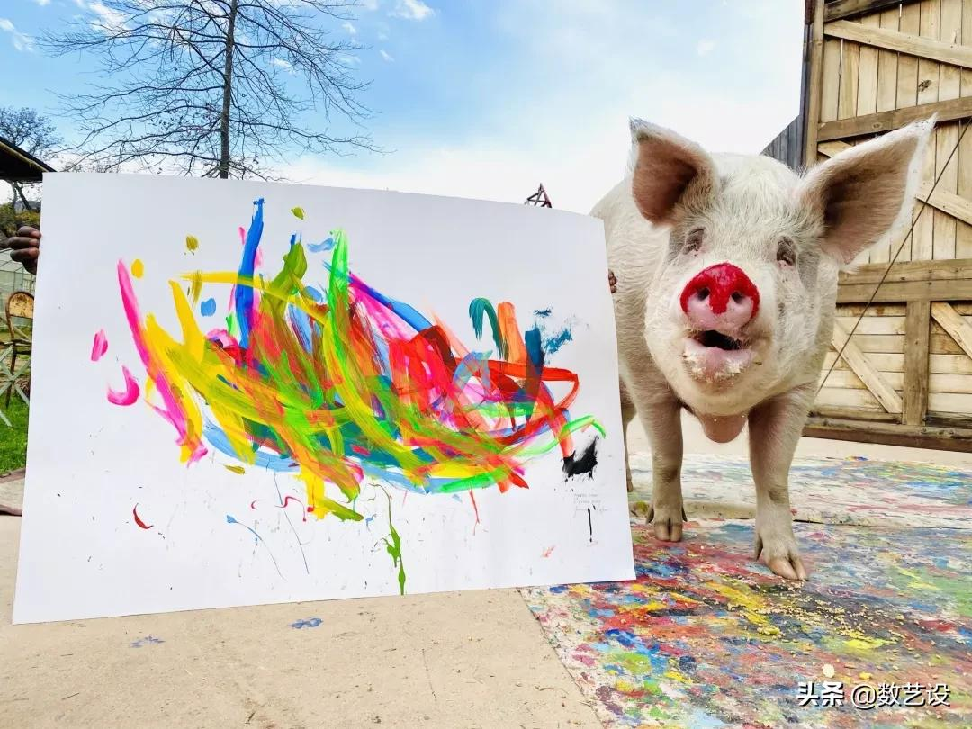 猪中毕加索火了！一幅抽象画，卖了近17万人民币