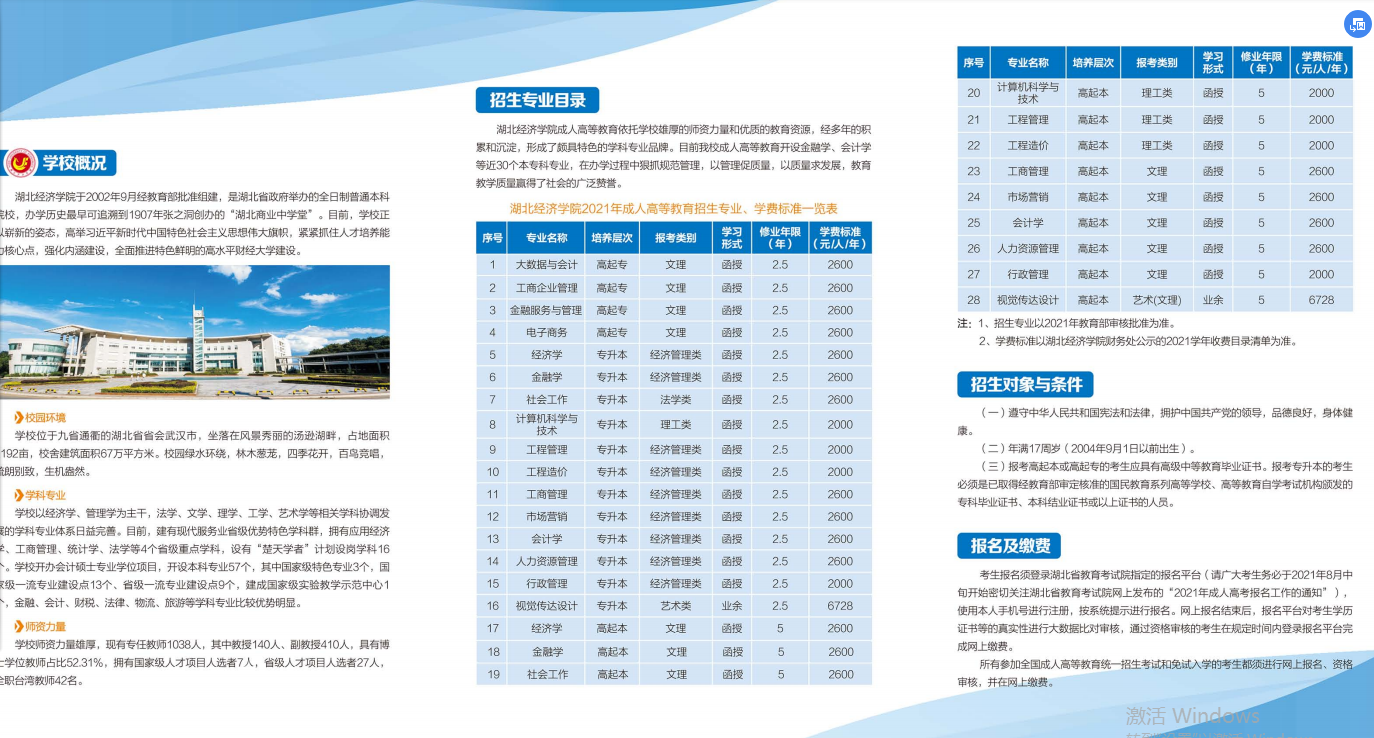 2022年湖北经济学院成人高考函授专科、本科、专升本招生报名专业