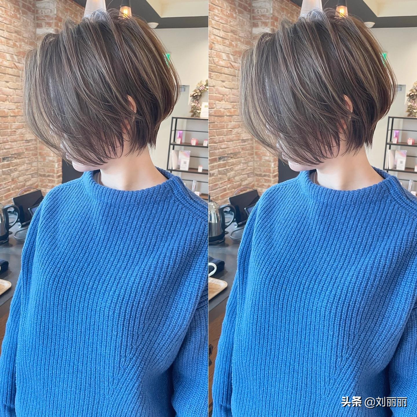 好看还有质感的短发,搭配遮盖额头的碎刘海,可爱时尚还很显脸小,棕色