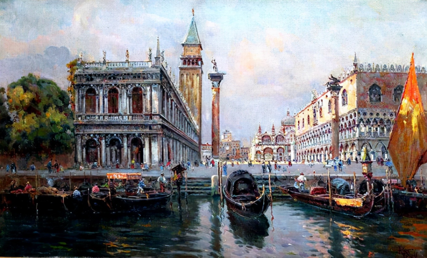 捷克斯洛伐克美女画家安东妮塔的建筑风景画,唯美