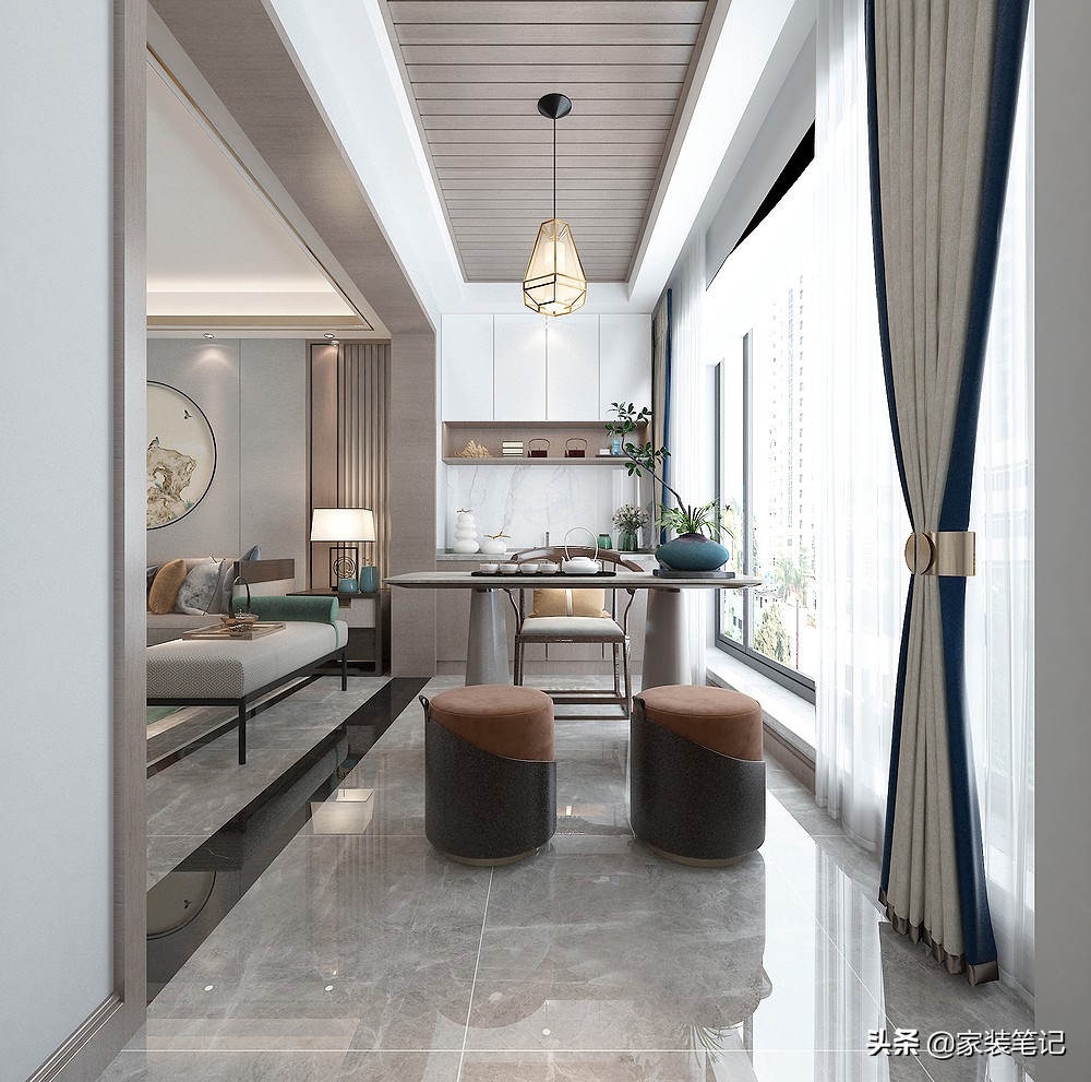 130㎡的四居室，装修现代中式，全屋时尚、前卫又有意境，很喜欢