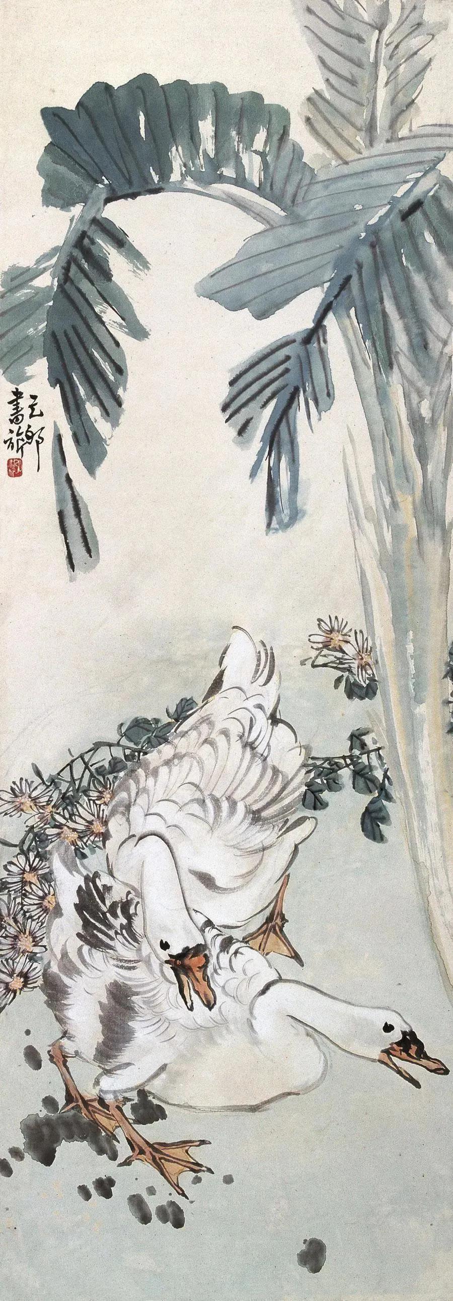 水中花白鹅，诗画溢欢歌：“白鹅”诗词20首，国画白鹅46幅