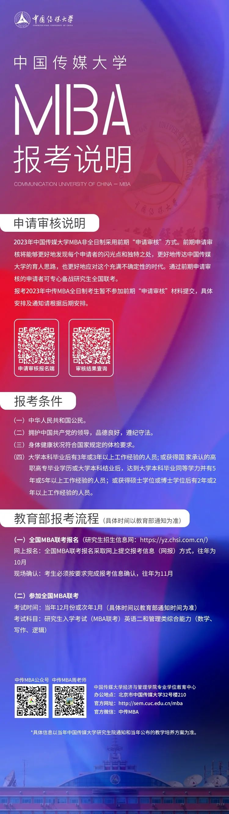 2023中国传媒大学MBA报考说明