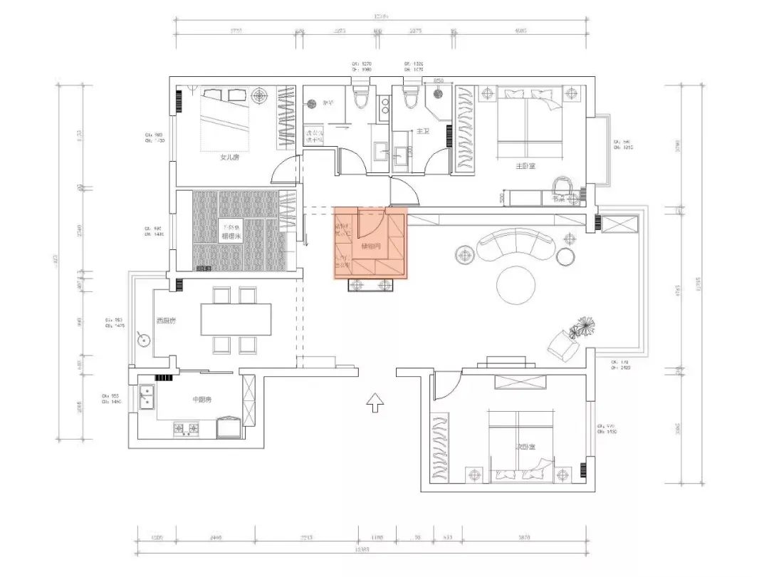 親子房設計北京160㎡書香之家，擁有多功能變形客廳，3種模式分分鐘切換