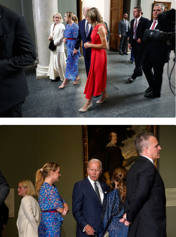 贝戈尼娅不愧是超模，穿红裙比22岁芬尼根瘦一圈，同框莱后也不输