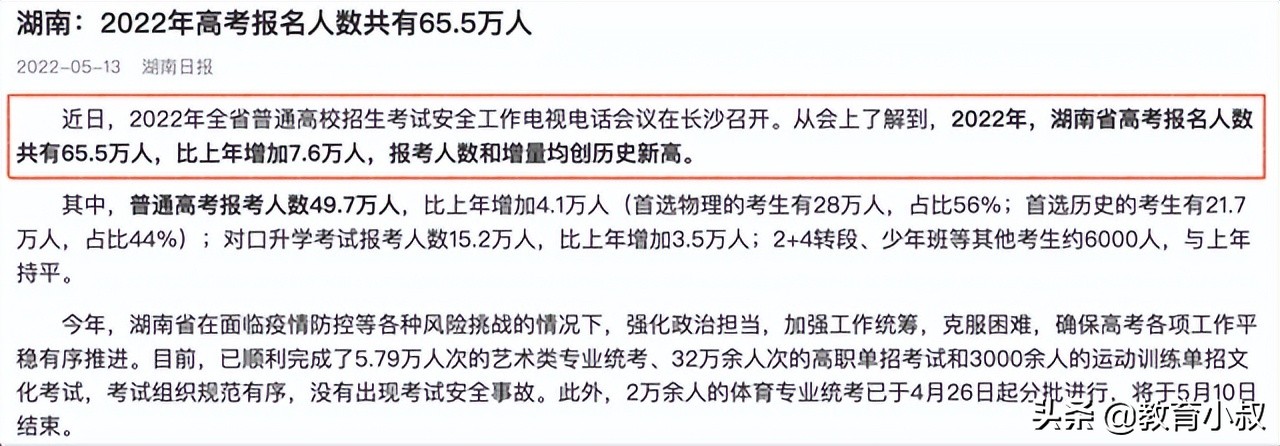2022年全国高考人数曝光！各省涨幅明显，仍有可能破千万