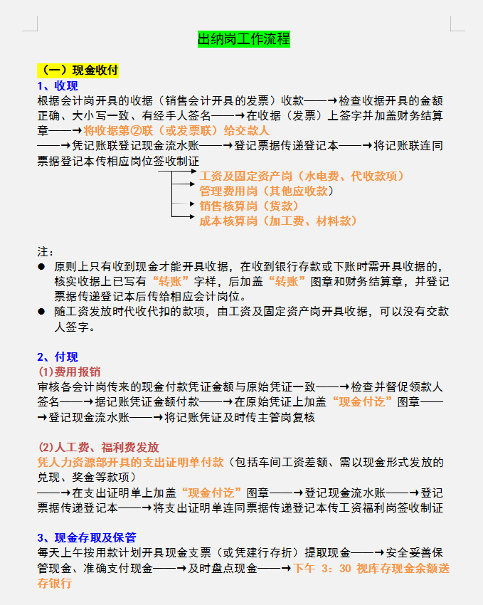 财务人员速看：财务工作流程，附会计工作各岗位工作职责一览表