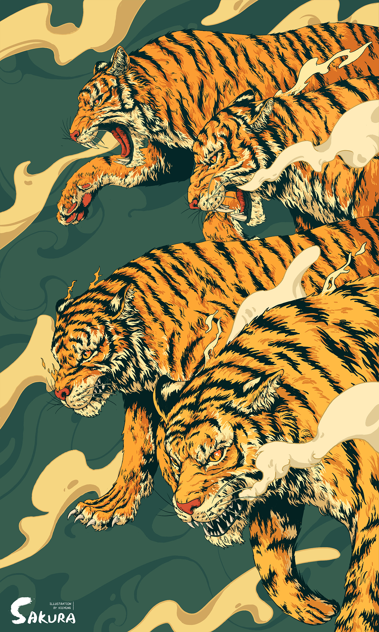 国内设计作品欣赏|"龙争虎斗系列"插画设计——气势如虹