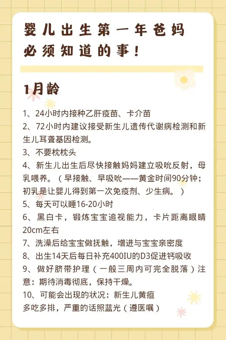 婴儿出生第一年爸妈必须知道的事