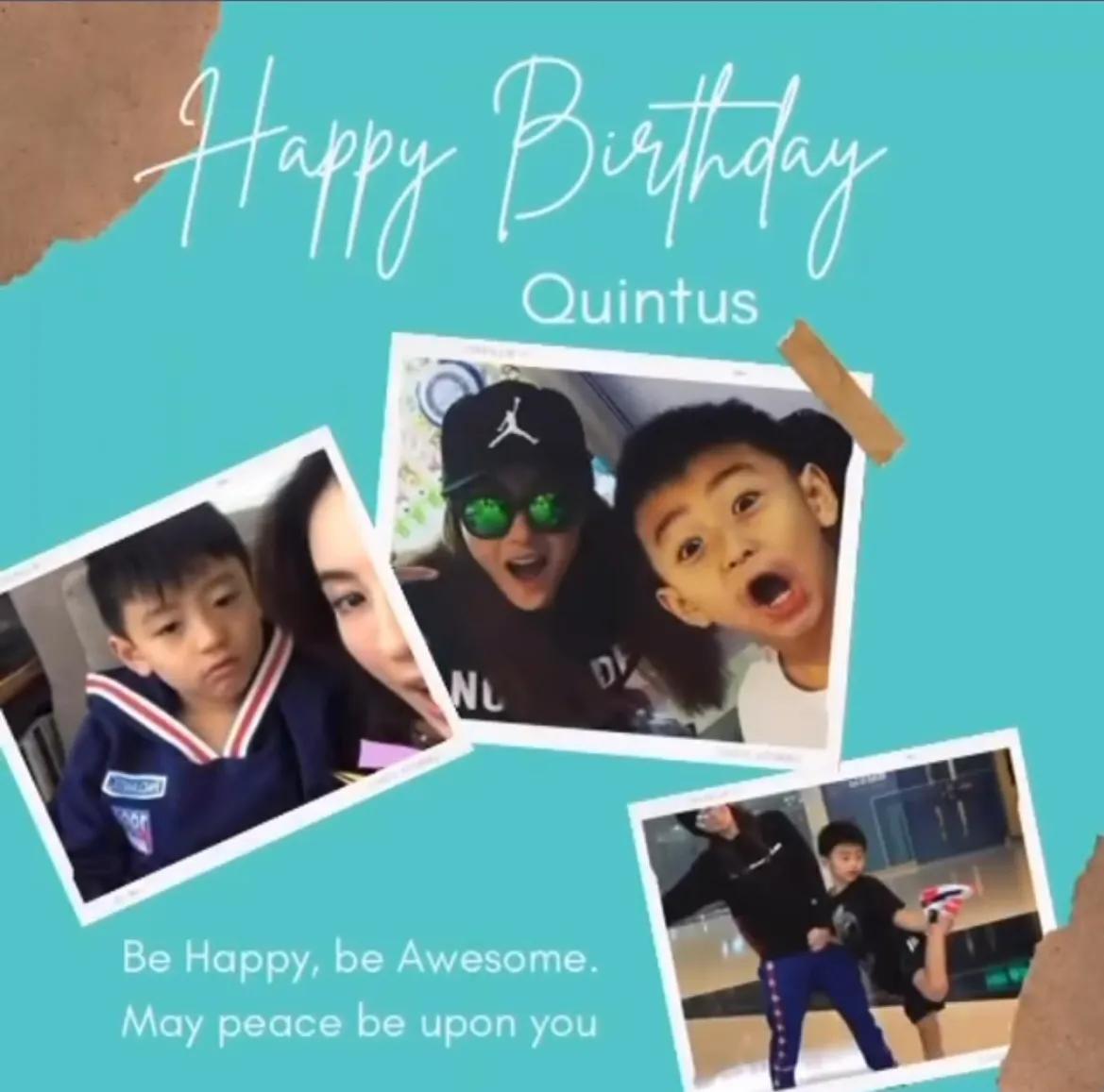 张柏芝为二儿子庆生，12岁Quintus长大成大帅哥，越来越像张柏芝