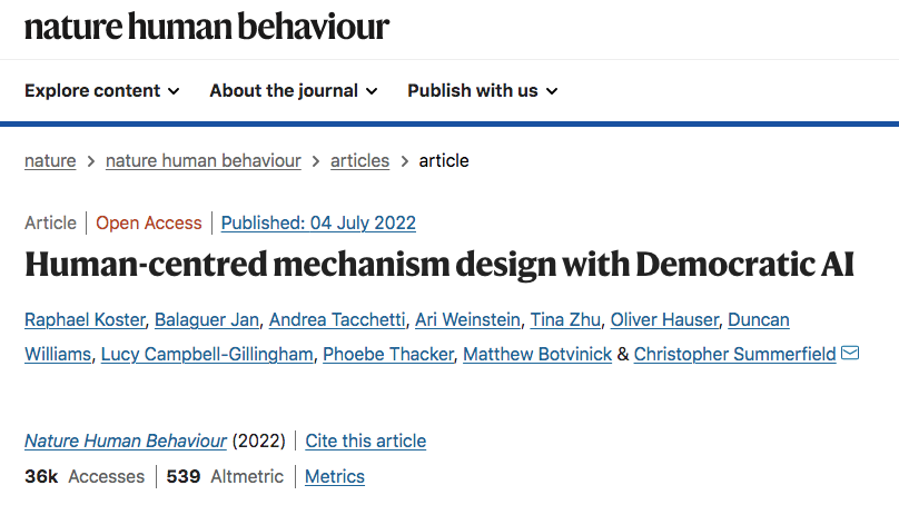 #AI分享# DeepMind 新作：AI 系统实现以人为中心的分配机制设计