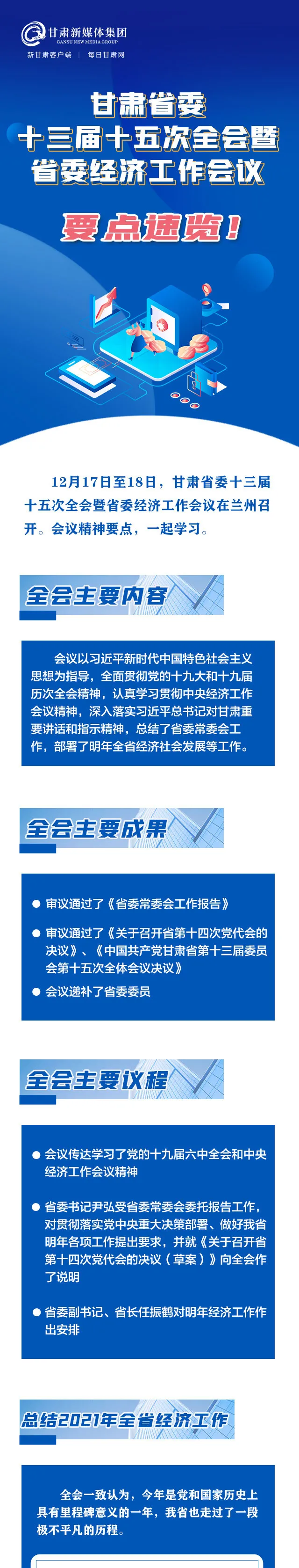 【长图】甘肃省委十三届十五次全会暨省委经济工作会议要点速览