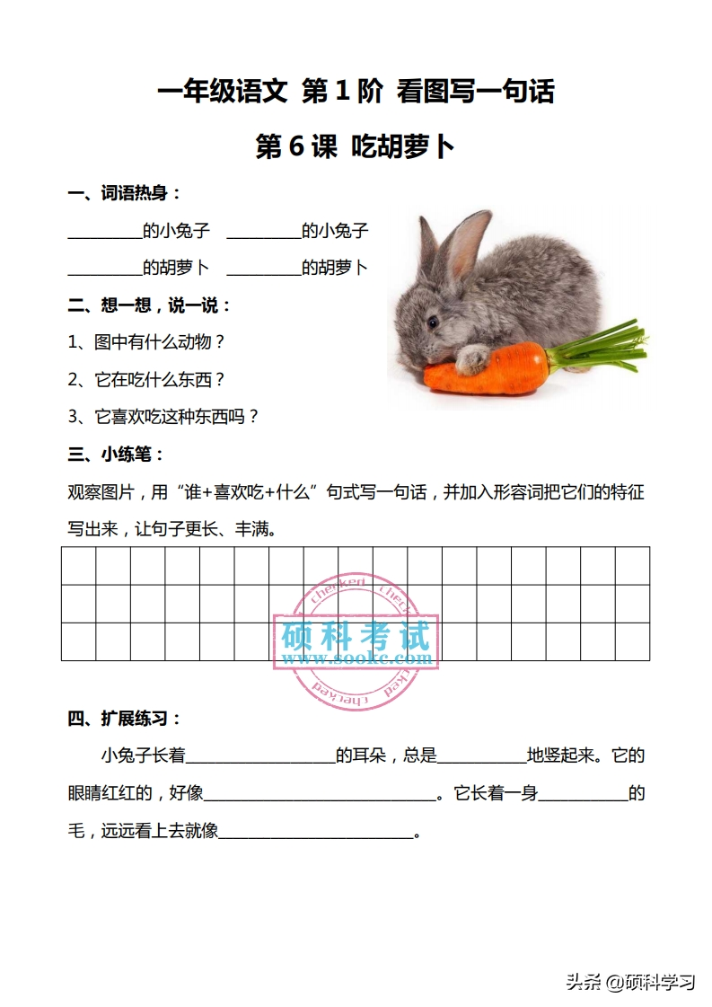 一年级语文下册「看图写话」+同步配套练习，共100篇，日常学习用