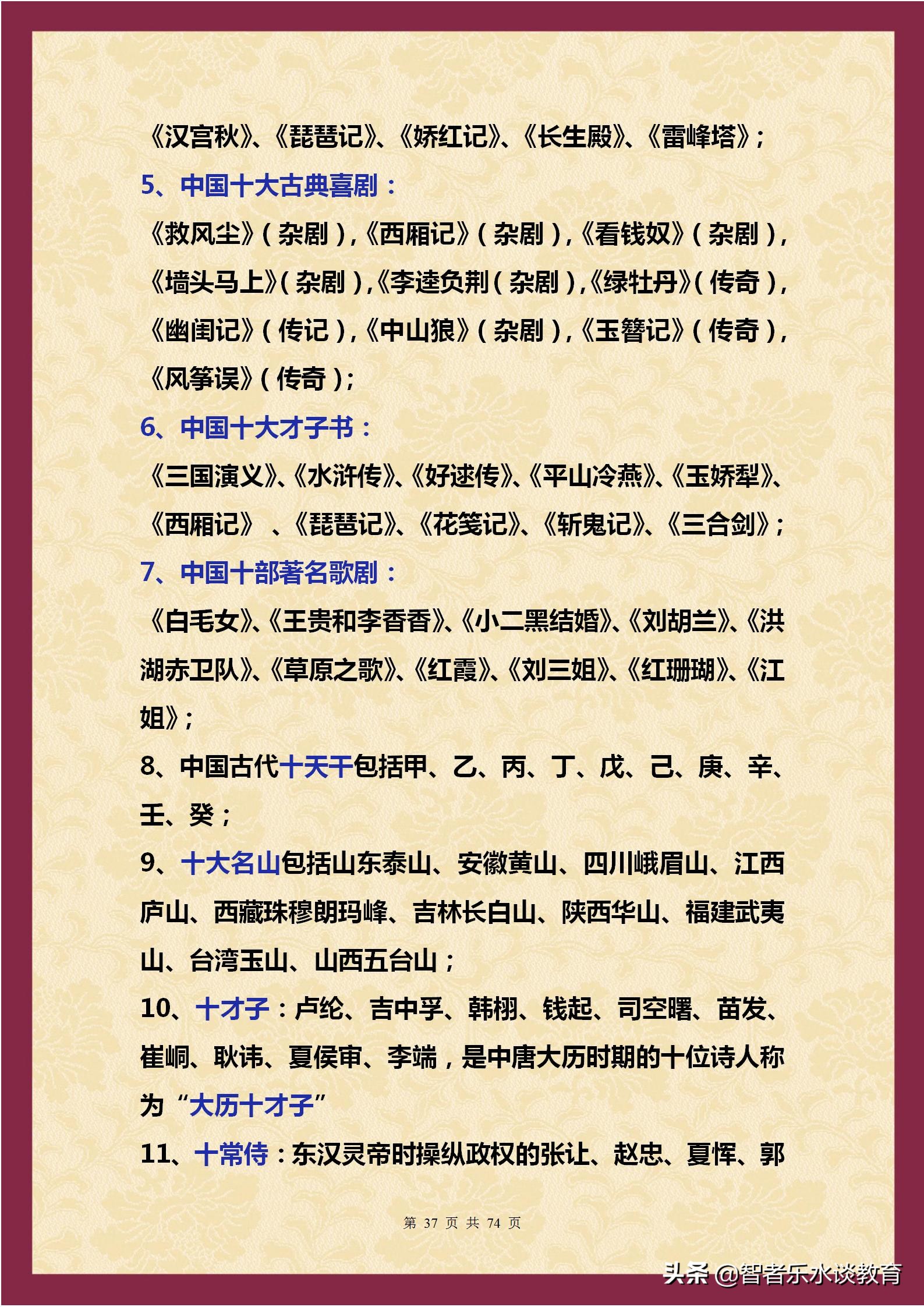 1500个文学常识大合集！涵盖我国5000年历史（精编完整打印版）