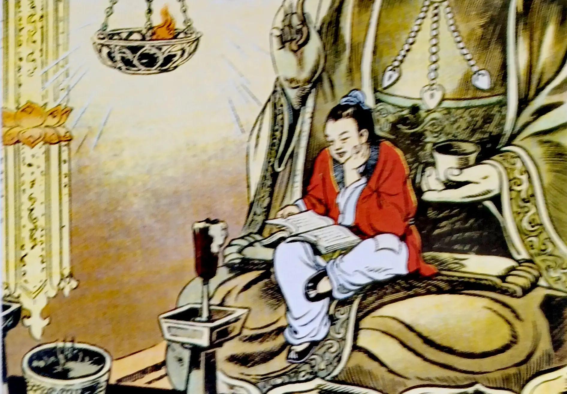 6,王冕读书非常刻苦,因家里贫穷,买不起灯油,他就去庙里,坐在佛像膝上