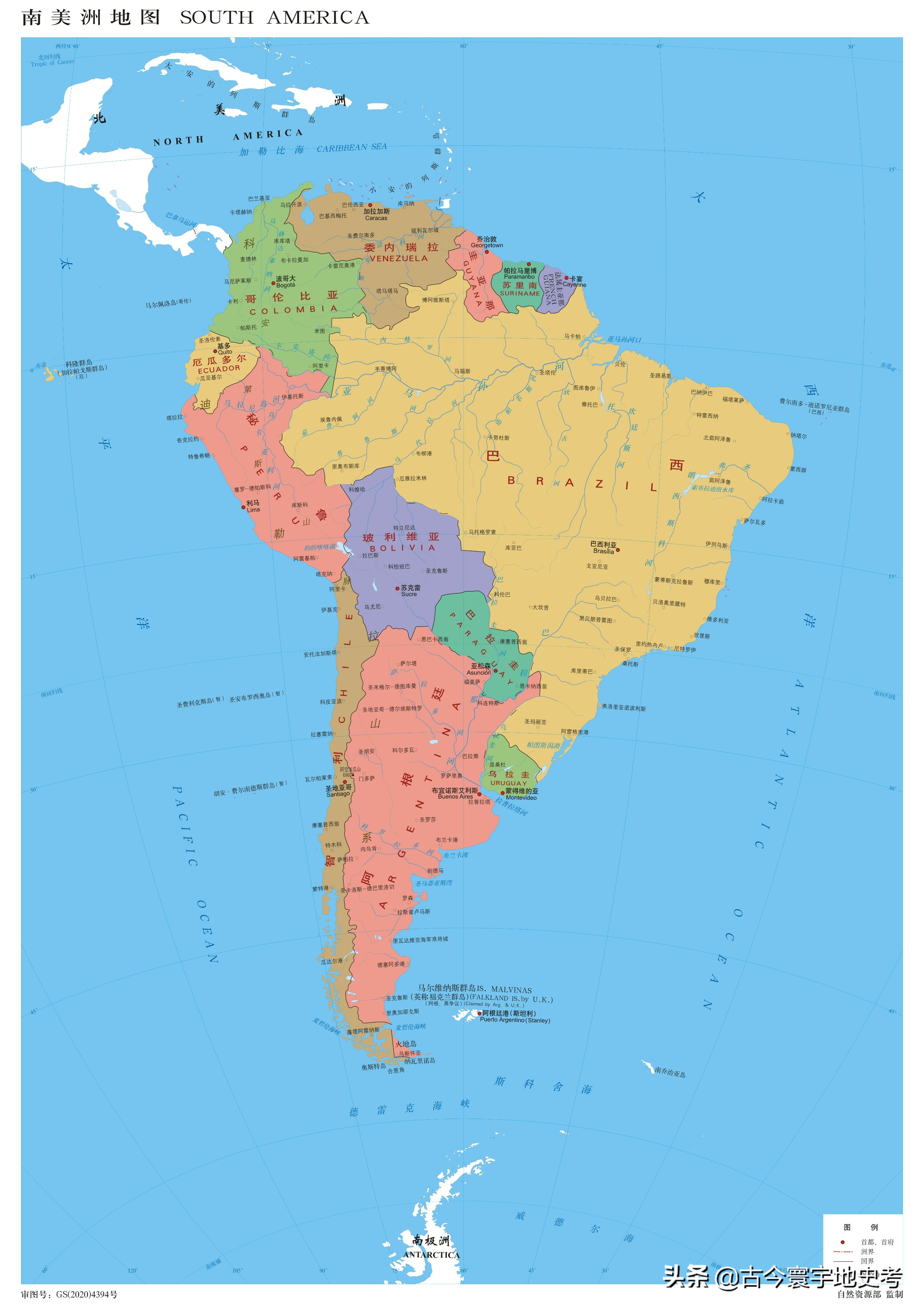 南美地图(北美洲,南美洲和大洋洲各国行政区划图)