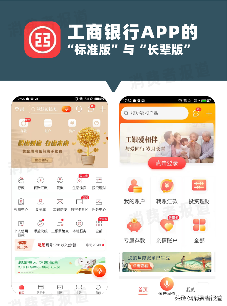 6款国有银行APP“长辈版”测评：工行、中行、建行二级页面待优化
