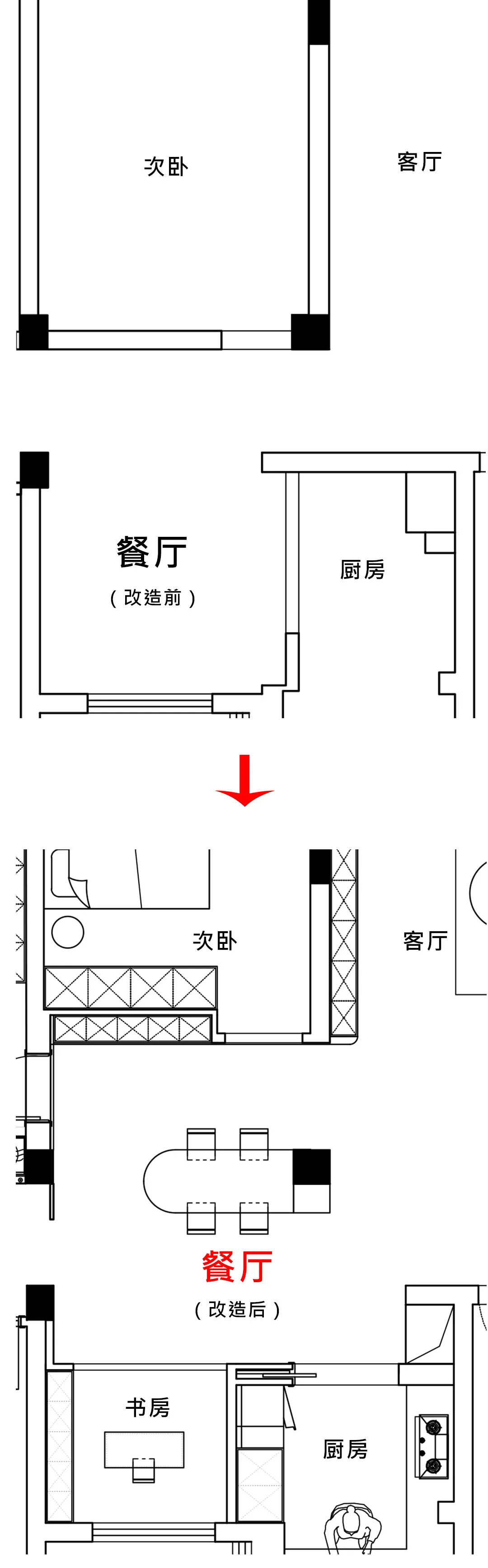 安徽127㎡户型改造，拆两道墙，三室变四室，太赞