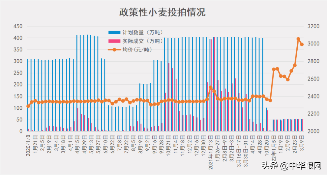 小麦拍卖均价下降到2991，现货重启上涨；玉米山东大面积回落