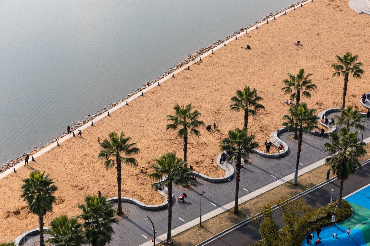 杭州金沙湖:0元玩沙滩,椰林夕阳景色棒,号称"小三亚"