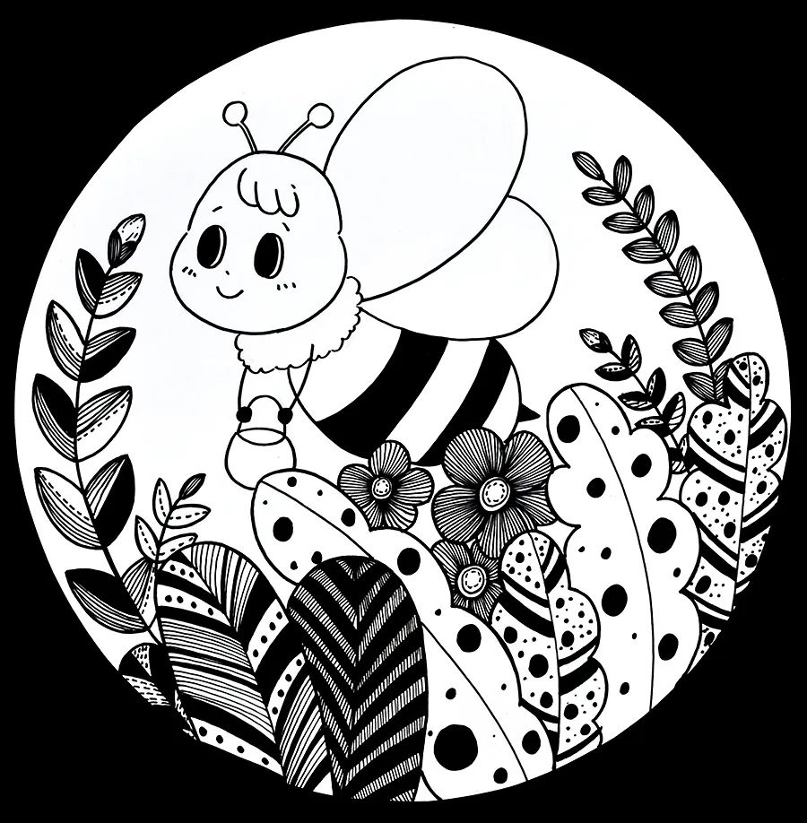 教程|线描与色彩的创想 -- 忙忙碌碌的小蜜蜂
