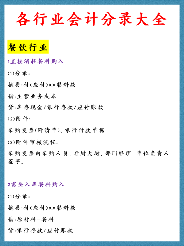 代账会计的入门砖——各行业会计分录大全！新手会计赶紧码住