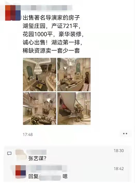 曝张艺谋急售无锡临湖别墅，3000万大甩卖，中介称仅装修花500万