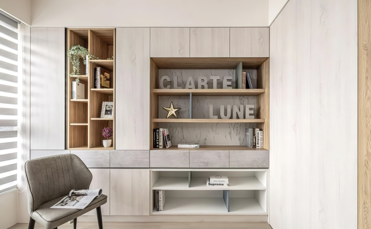 兒童書房設計打造75平方米溫馨親子宅，整合收納空間，盡顯居家空間感和品質感