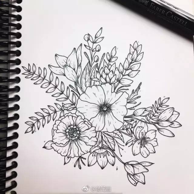 藤蔓素材(一组黑白小盆栽简笔画,清新脱俗)