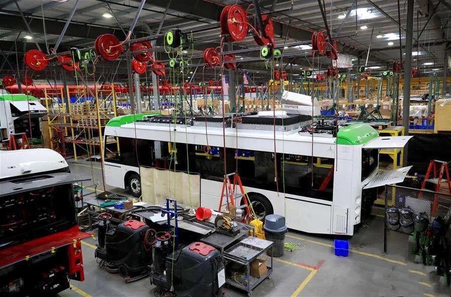 比亚迪美国工厂设备先进，大巴车80万美元一辆，美洲市场需求旺盛