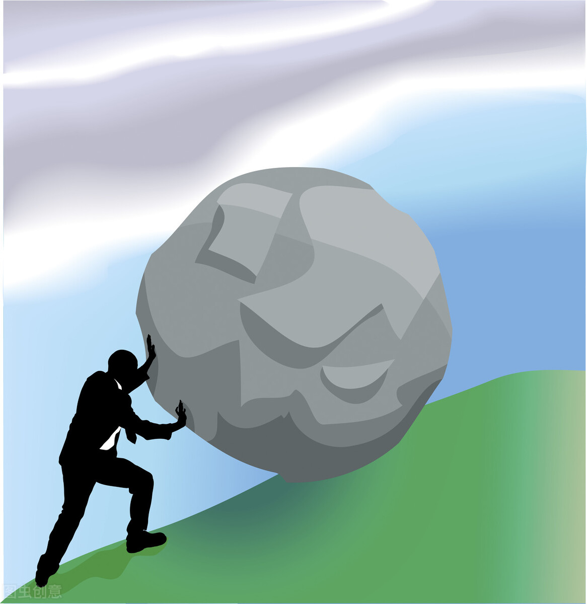 的时候,石头都会滑落,再一次滚到山脚,他需要再一次的重新推石头上山