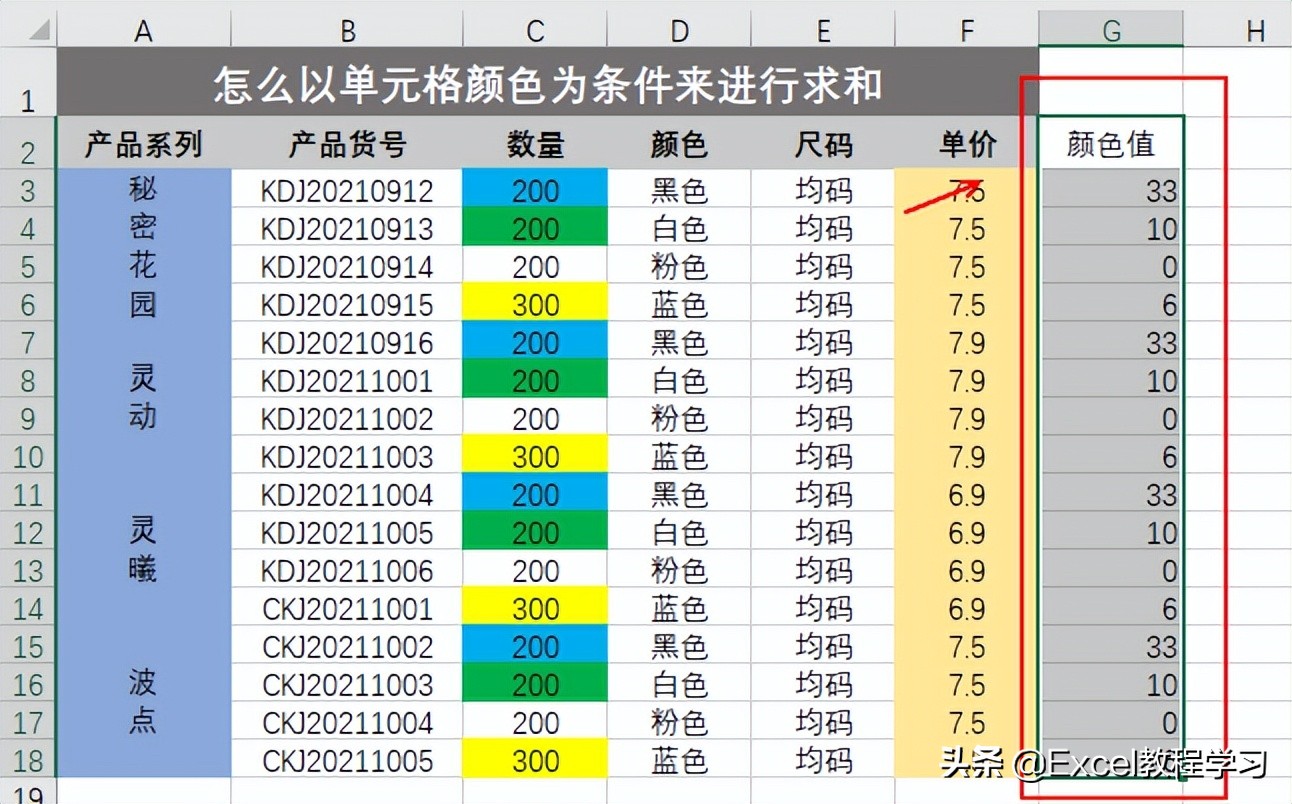 excel表格以单元格颜色为条件进行求和excel根据单元格颜色进行条件