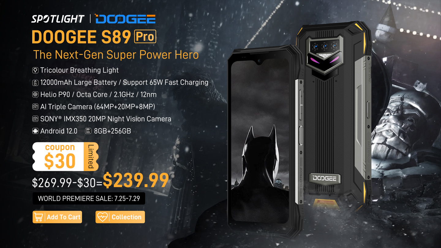 国产 DOOGEE S89 Pro 手机发布：1.2 万 mAh 电池，蝙蝠侠设计