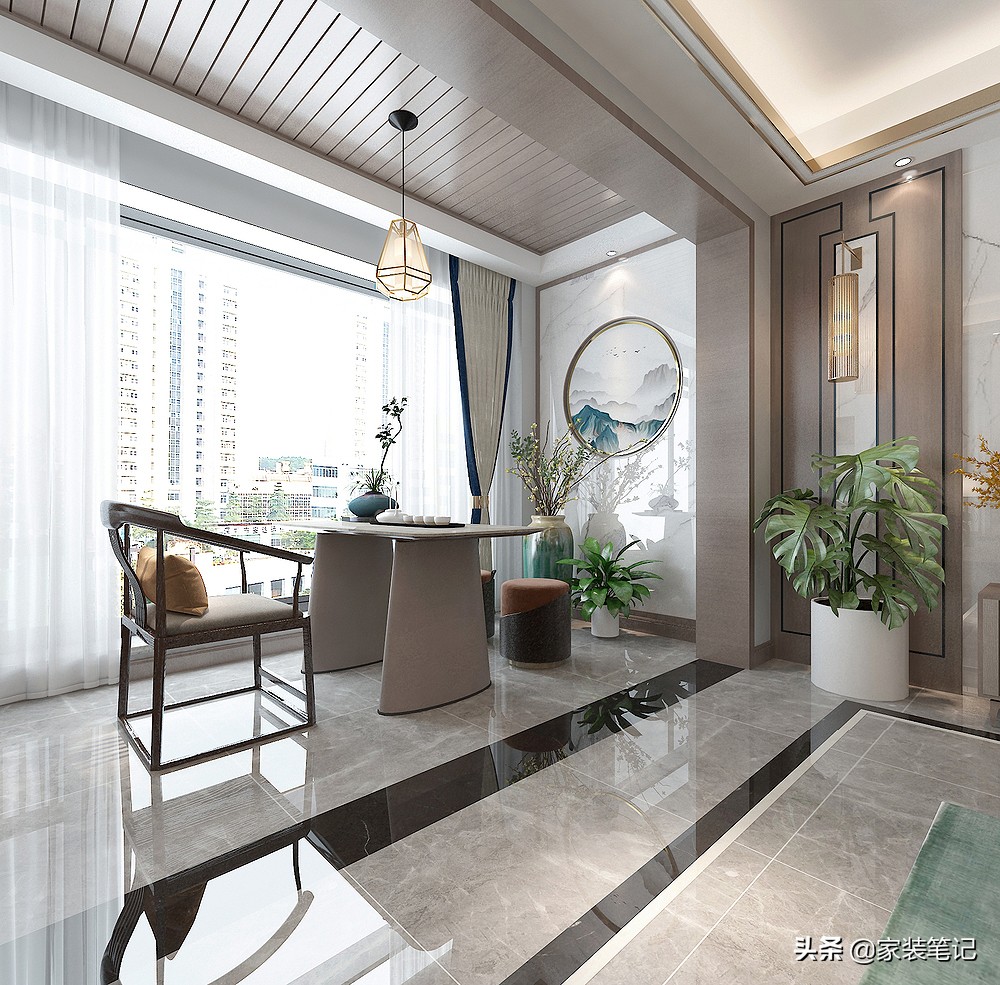 130㎡的四居室，装修现代中式，全屋时尚、前卫又有意境，很喜欢