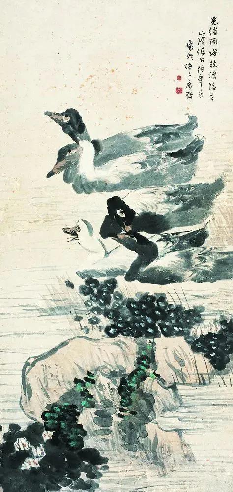 水中花白鹅，诗画溢欢歌：“白鹅”诗词20首，国画白鹅46幅