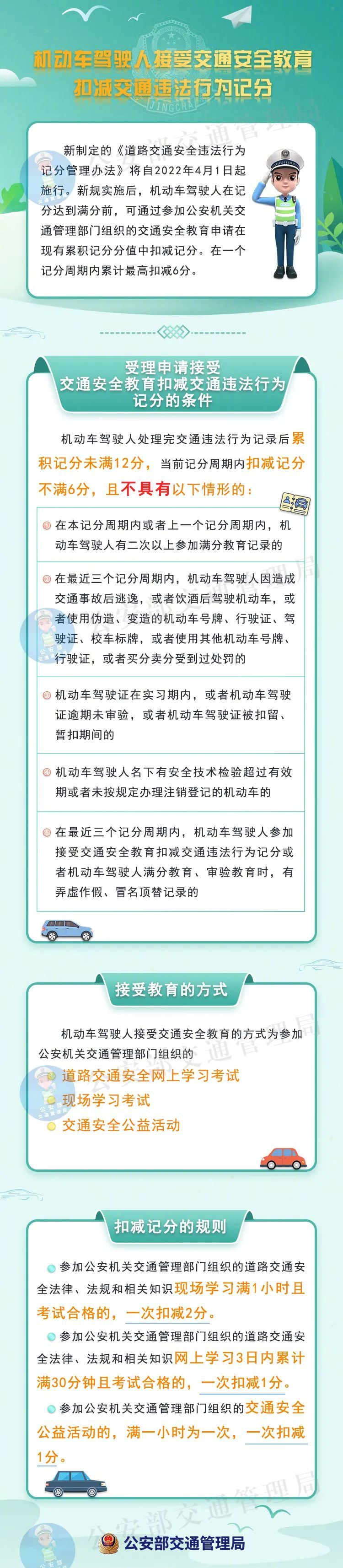 《道路交通安全违法行为记分管理办法》系列解读：机动车驾驶人接受交通安全教育扣减交通违法行为记分