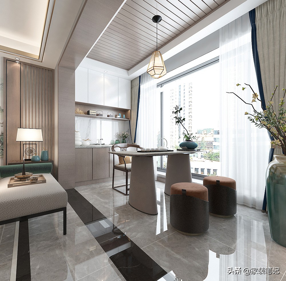 130㎡的四居室，装修现代中式，全屋时尚、前卫又有意境，很喜欢