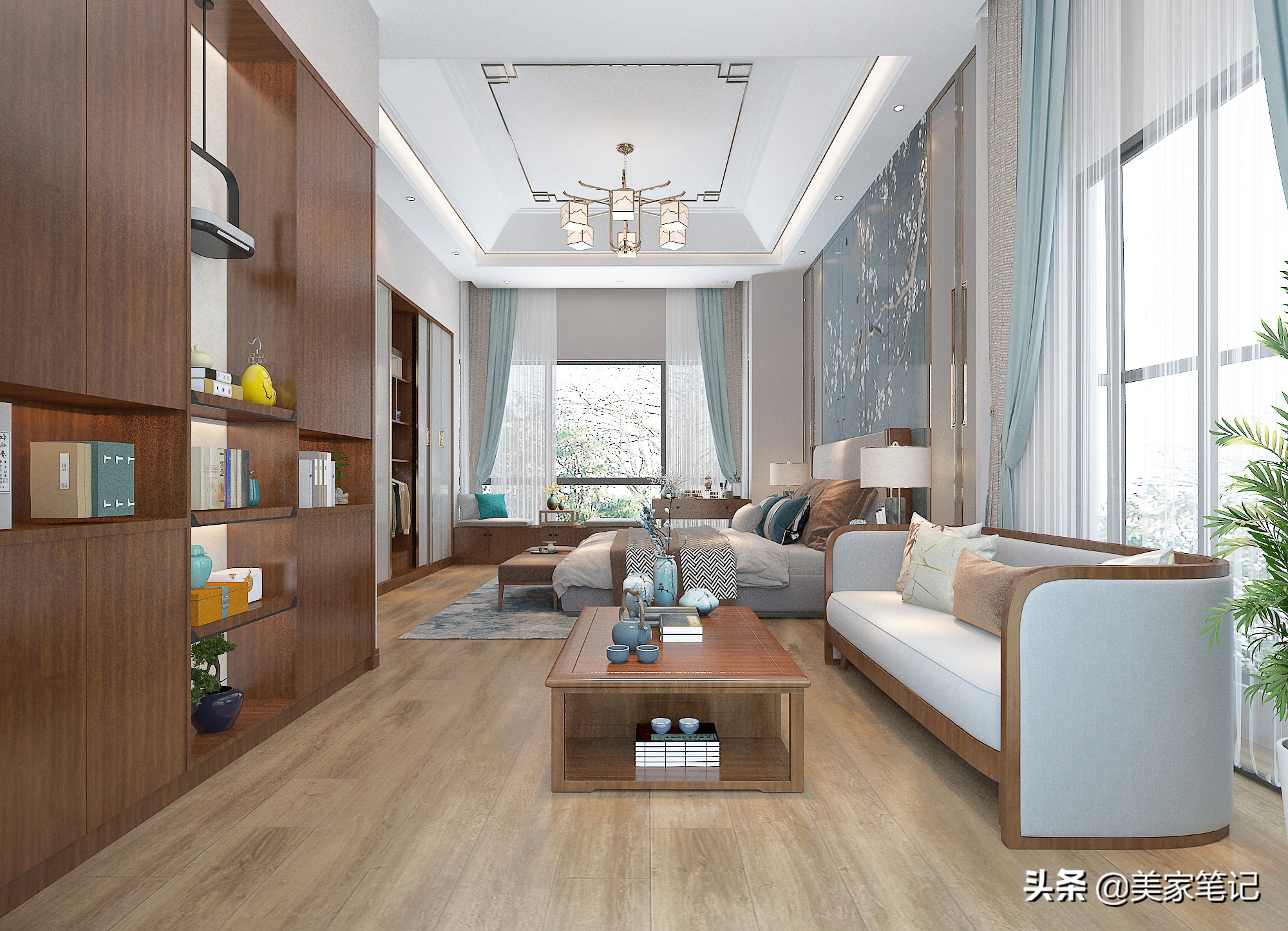 广东夫妇320㎡别墅装新中式，这才叫高级，拥有私人庭院，超羡慕