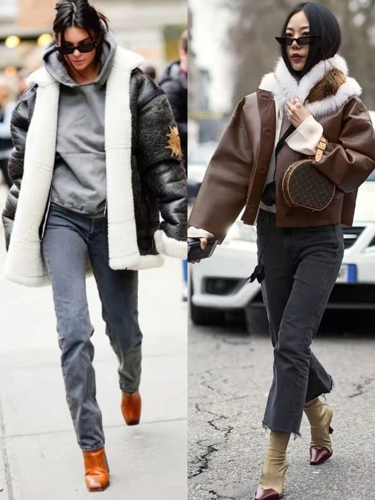今年冬季流行的“机车羊羔毛短外套”，教你5种搭法，越穿越时髦