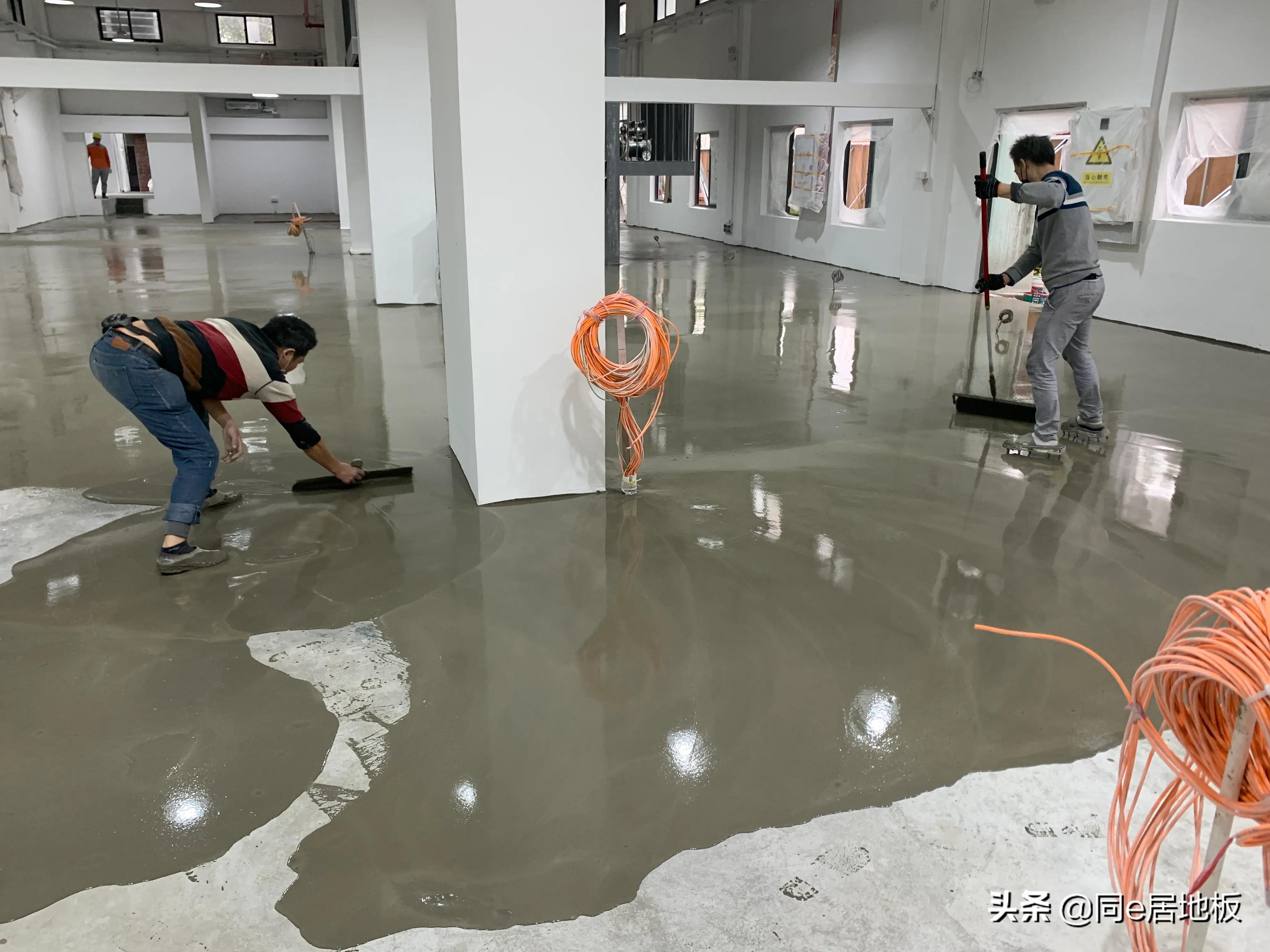 游戏公司办公室地面水泥自流平找平工程案例