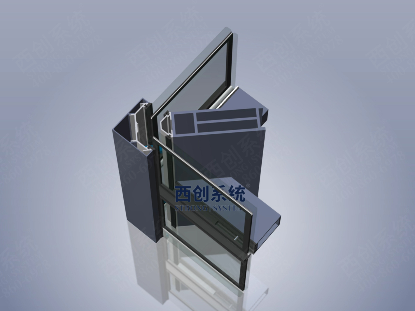 多截面精制钢型材幕墙系统90度阳角转接方法 - 西创系统(图7)