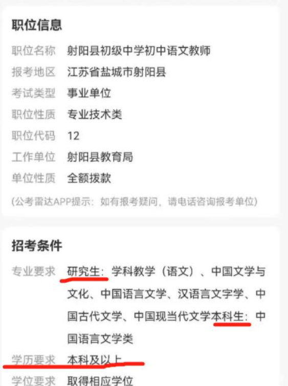 江苏某县招聘语文老师，招录条件吓退不少毕业生，网友：凭什么？